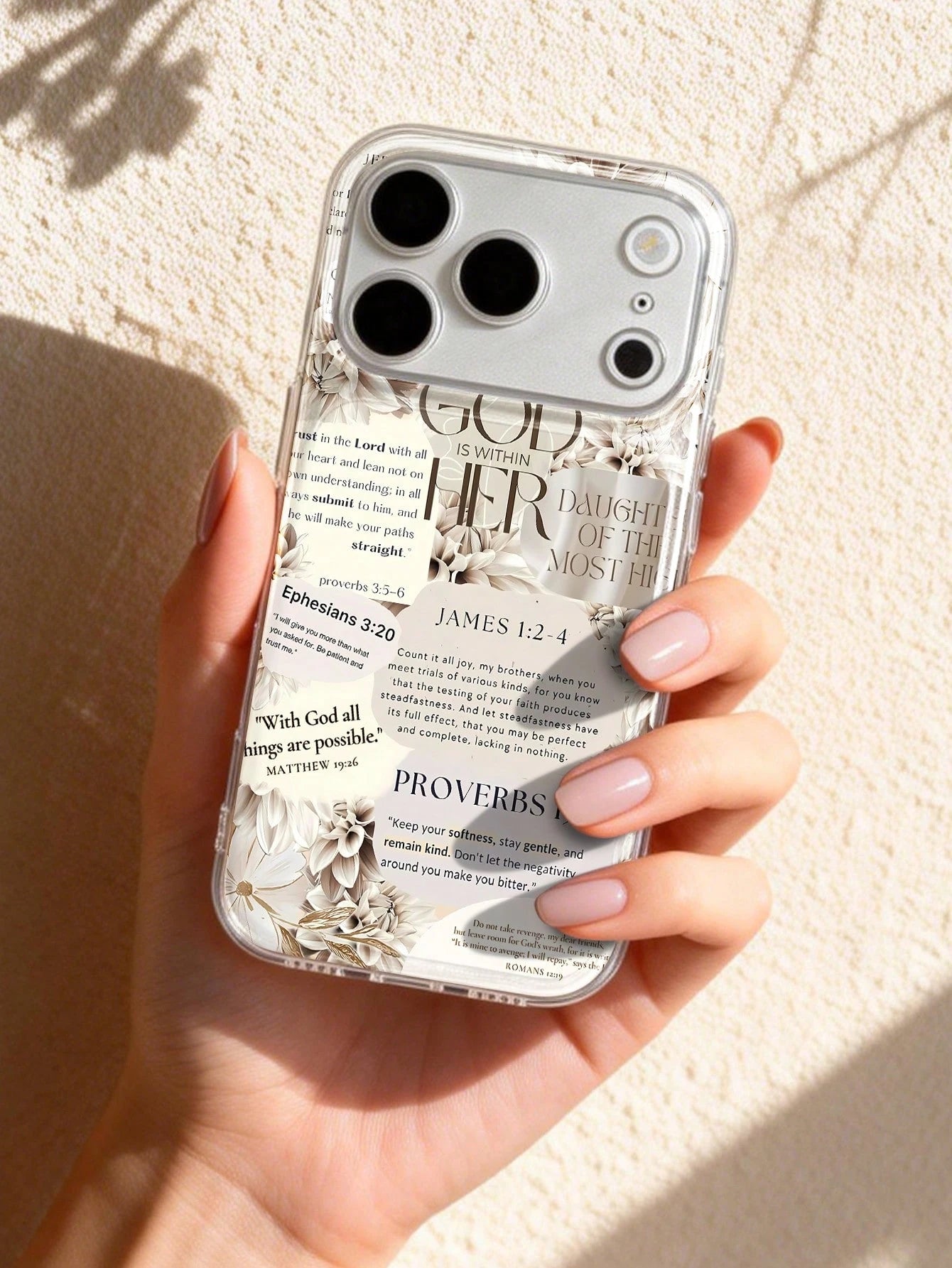 1pc Bible Floral Graphic & Slogan Soft Phone Case, Full Coverage Leather Texture, Compatible With IPhone 11/12/13/14/15/16/17 Pro Max