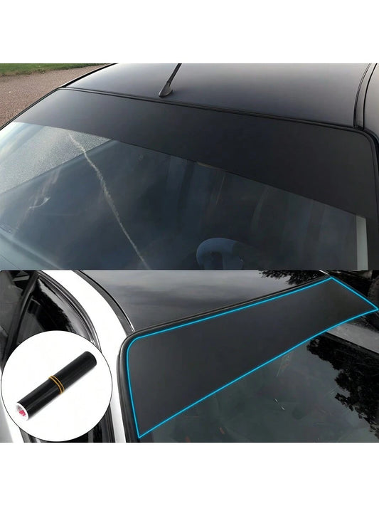 1pc Black Matte Windshield Sunshade Sticker, Anti-Glare Car Rear Window Sun Visor Film, Racing Style Decal