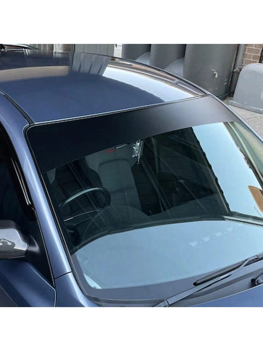 1pc Black Matte Windshield Sunshade Sticker, Anti-Glare Car Rear Window Sun Visor Film, Racing Style Decal