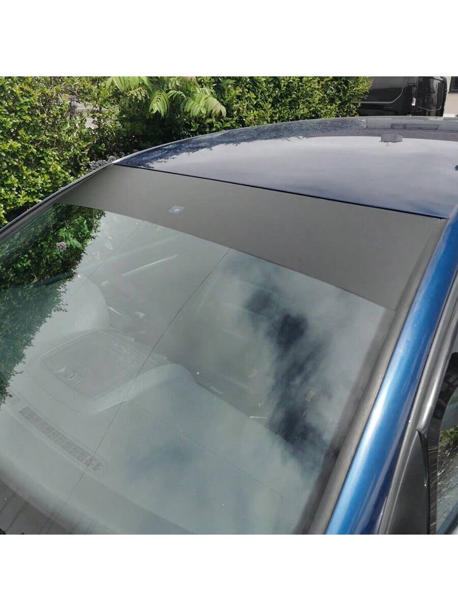 1pc Black Matte Windshield Sunshade Sticker, Anti-Glare Car Rear Window Sun Visor Film, Racing Style Decal