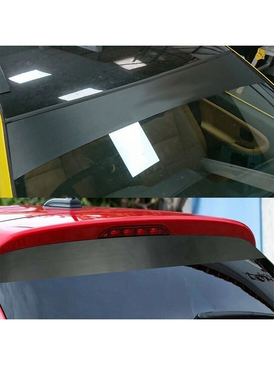 1pc Black Matte Windshield Sunshade Sticker, Anti-Glare Car Rear Window Sun Visor Film, Racing Style Decal