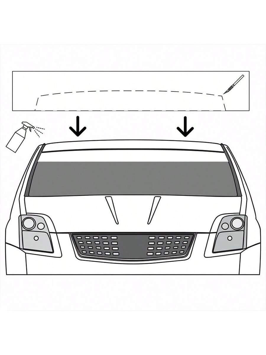 1pc Black Matte Windshield Sunshade Sticker, Anti-Glare Car Rear Window Sun Visor Film, Racing Style Decal