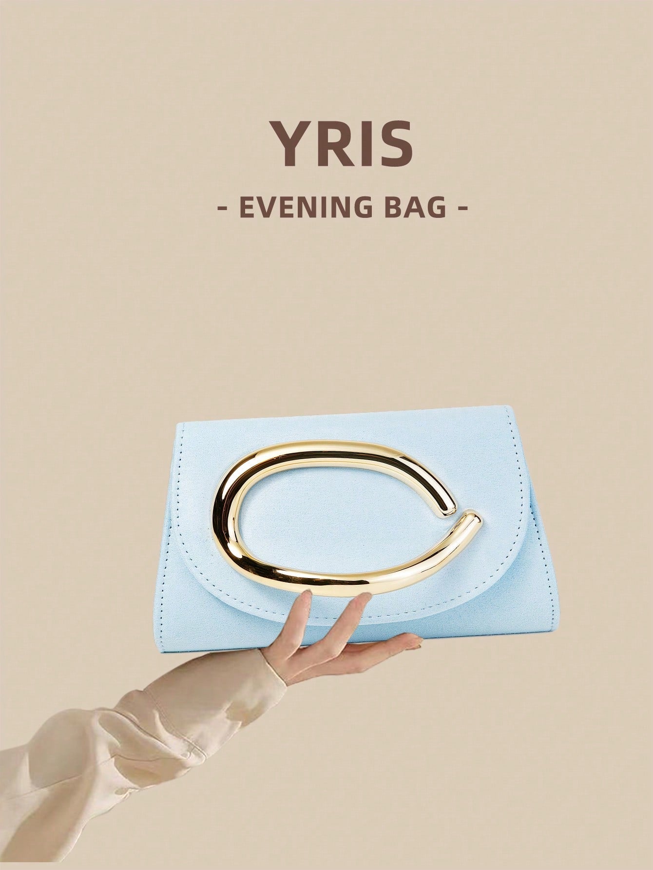 1pc Blue Premium Velvet Fabric Flap Clutch Bag For Women With Gold Decorative Handle, Blending Fashion And Elegance, Clutch/Handbag/Shoulder Bag/Crossbody Bag, Suitable For Weddings/Parties/Balls/Even
