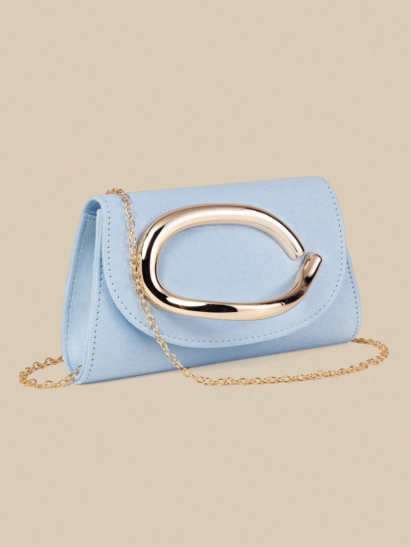 1pc Blue Premium Velvet Fabric Flap Clutch Bag For Women With Gold Decorative Handle, Blending Fashion And Elegance, Clutch/Handbag/Shoulder Bag/Crossbody Bag, Suitable For Weddings/Parties/Balls/Even
