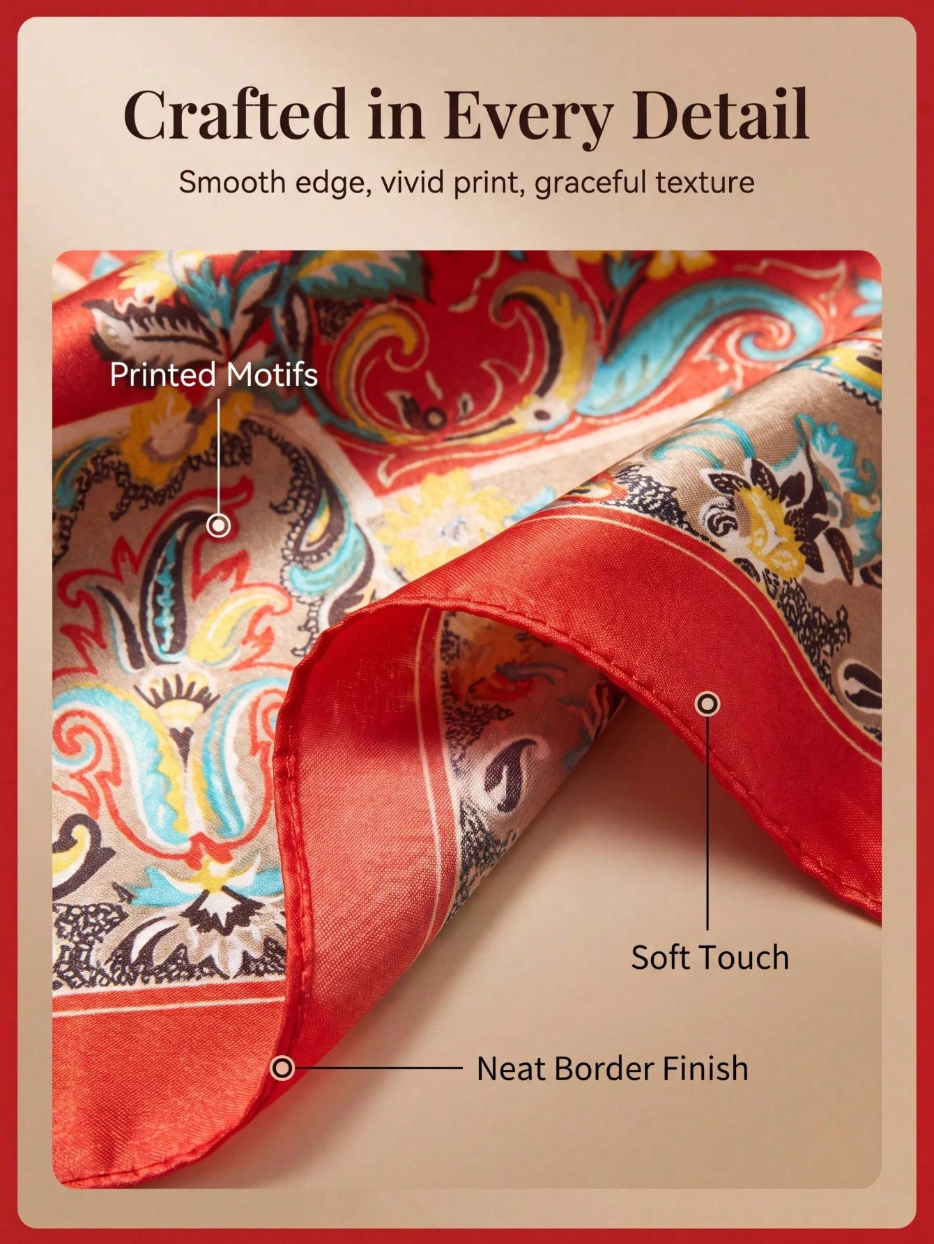 1pc Bohemian Style Luxury Floral Paisley Print Women's Bandana, Versatile Scarf/Shawl For Spring/Summer Casual & Outdoor Wear