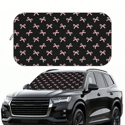 1pc Bowknot Print Car Front Windshield Sunshade, Keeps Car Interior Cool, All Season Use