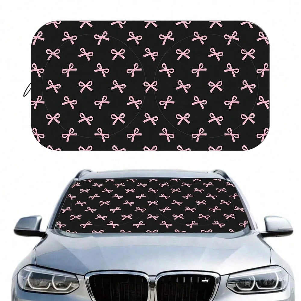 1pc Bowknot Print Car Front Windshield Sunshade, Keeps Car Interior Cool, All Season Use
