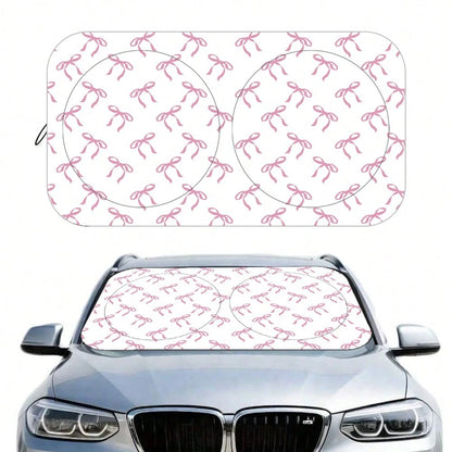 1pc Bowknot Print Car Front Windshield Sunshade, Keeps Car Interior Cool, All Season Use