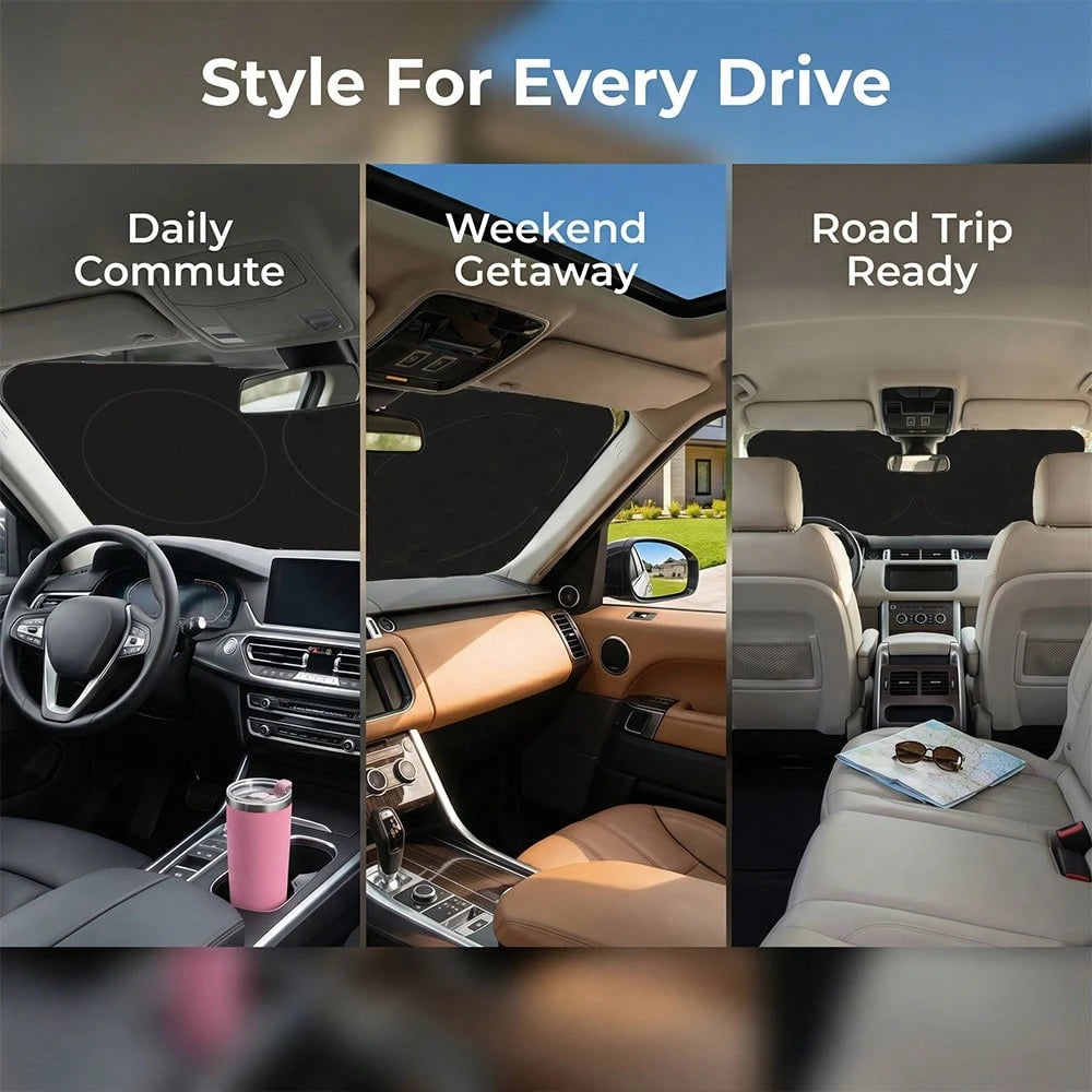 1pc Bowknot Print Car Front Windshield Sunshade, Keeps Car Interior Cool, All Season Use