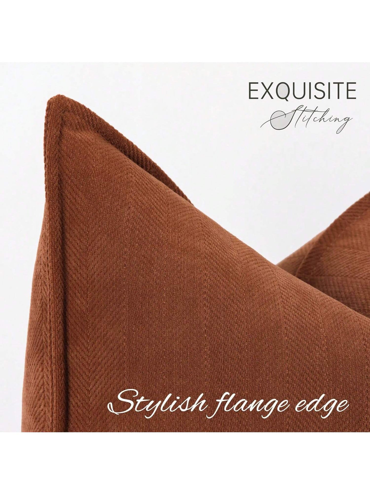 1pc Brick Red (Unfilled) Fishbone Pattern Piping Decorative Throw Pillow Case, Modern Luxurious Soft Chenille Piping Cushion Cover, Suitable For Sofa, Bed, Bedroom, Office, Hotel, All Season