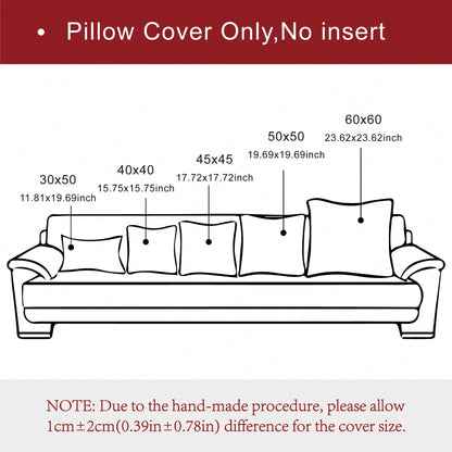 1pc Brick Red (Unfilled) Fishbone Pattern Piping Decorative Throw Pillow Case, Modern Luxurious Soft Chenille Piping Cushion Cover, Suitable For Sofa, Bed, Bedroom, Office, Hotel, All Season