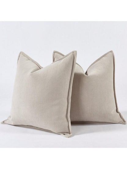 1pc Brick Red (Unfilled) Fishbone Pattern Piping Decorative Throw Pillow Case, Modern Luxurious Soft Chenille Piping Cushion Cover, Suitable For Sofa, Bed, Bedroom, Office, Hotel, All Season