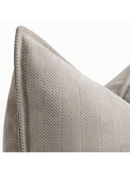 1pc Brick Red (Unfilled) Fishbone Pattern Piping Decorative Throw Pillow Case, Modern Luxurious Soft Chenille Piping Cushion Cover, Suitable For Sofa, Bed, Bedroom, Office, Hotel, All Season