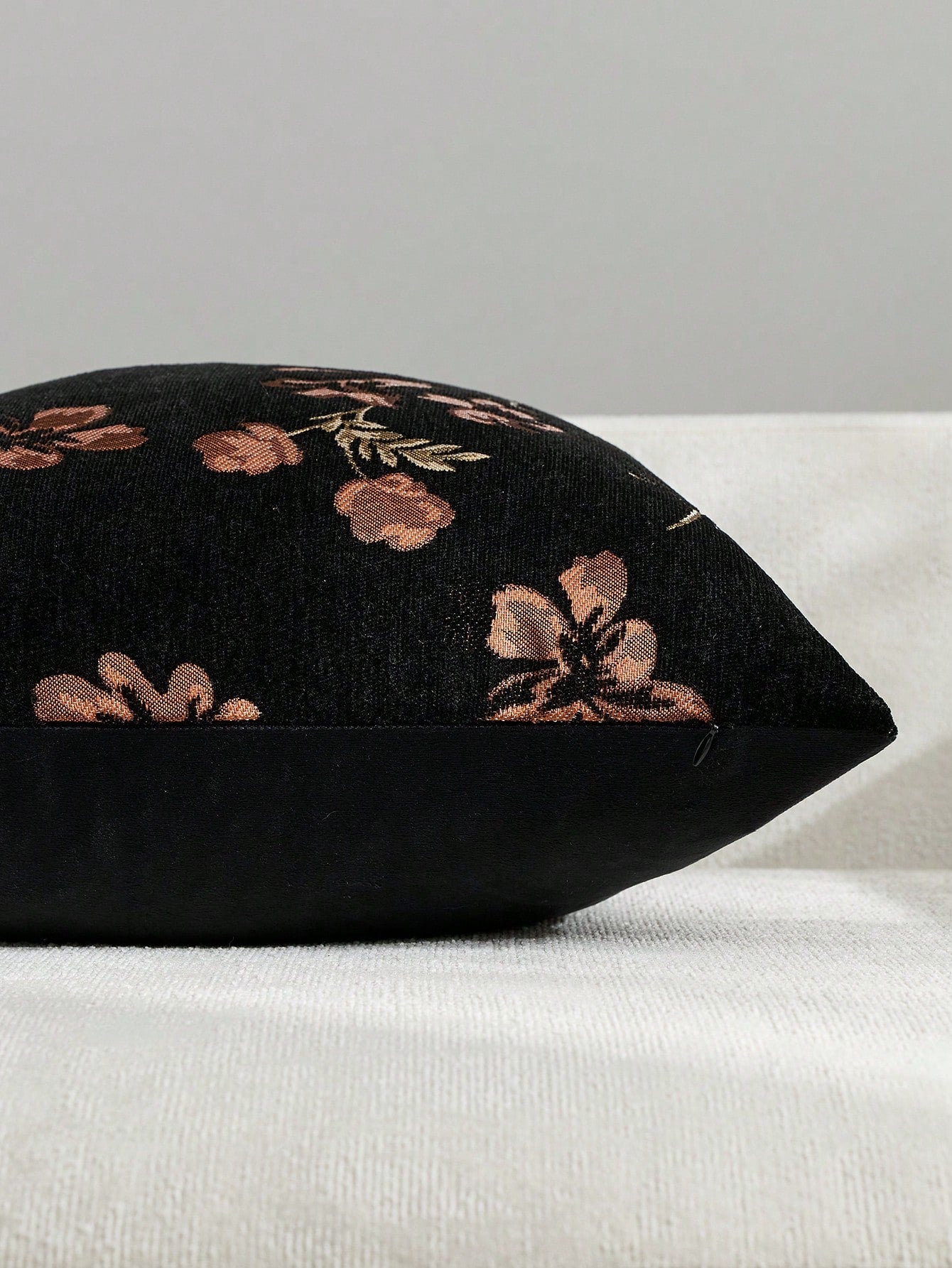 1pc Burnt Orange (No Insert) Floral Pattern Pillow Case, Modern Fashion Luxury Comfortable Soft Jacquard Cushion Cover, Suitable For Daily Home, Sofa, Bed, Bedroom, Living Room, Cafe, Exhibition Hall