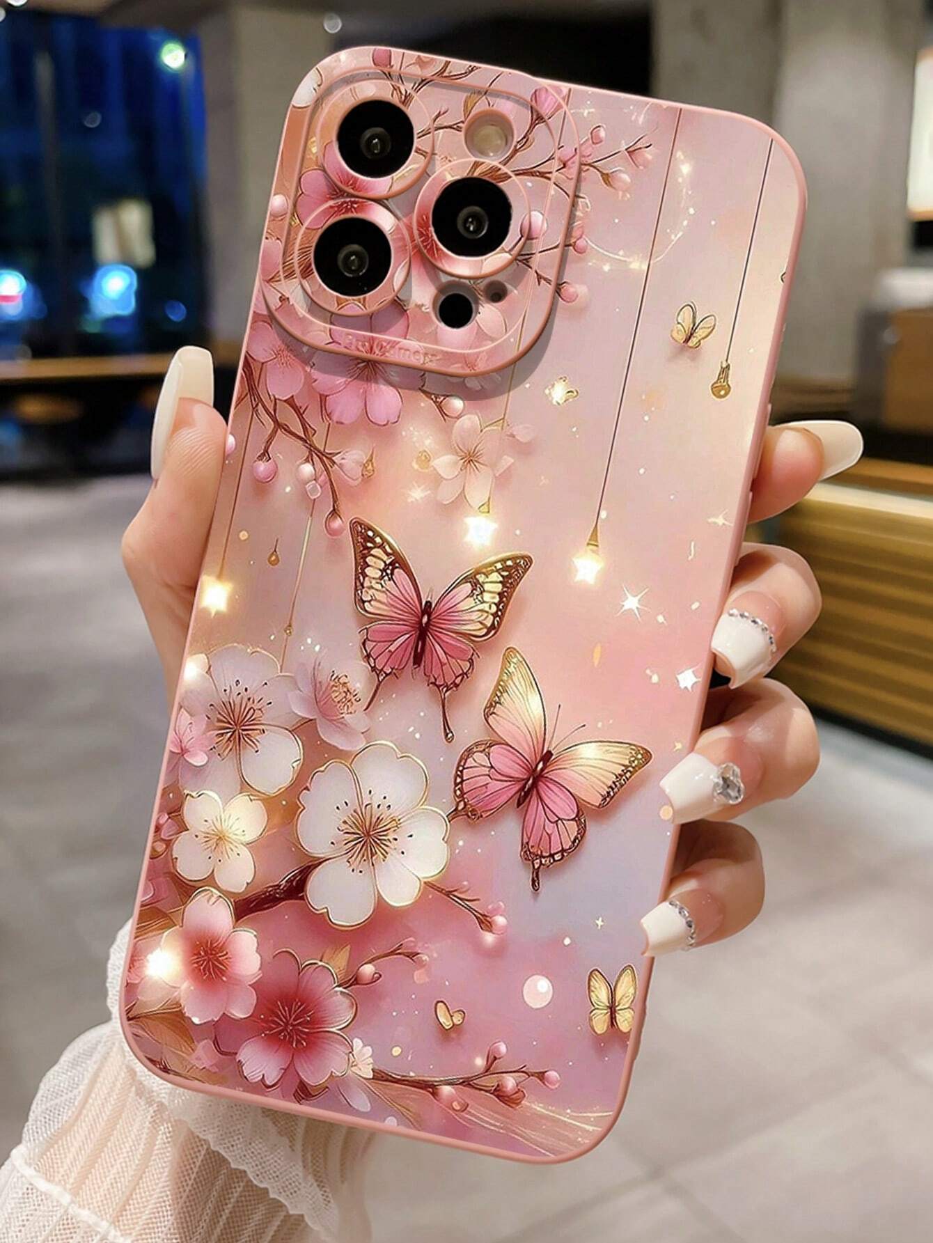 1pc Butterfly Floral Pattern Drop-Proof Phone Case Compatible With Apple,/Compatible With Galaxy, Compatible With Infinix, Compatible With Redmi, Compatible With OPPO, Compatible With VIVO, Compatibl