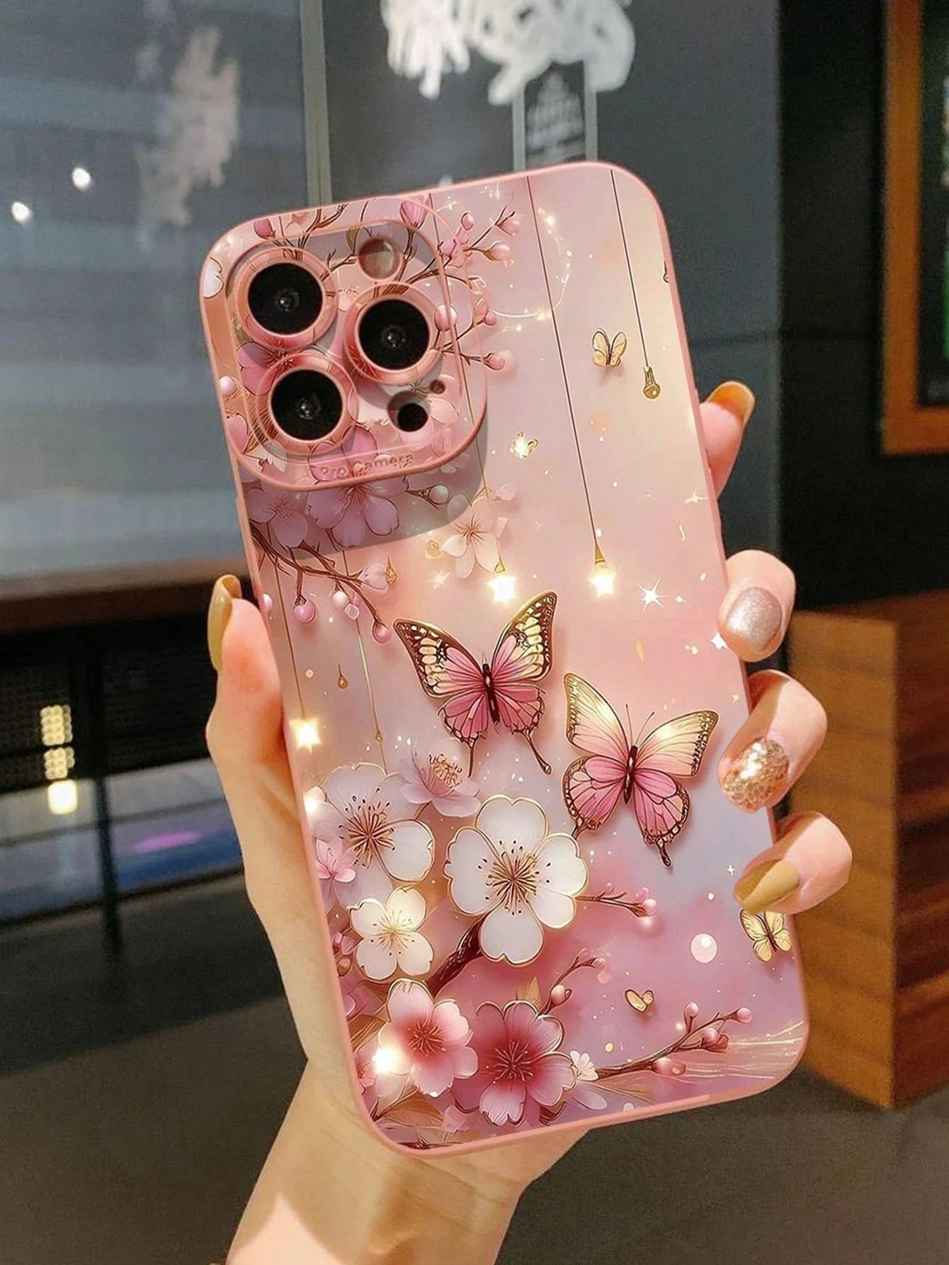 1pc Butterfly Floral Pattern Drop-Proof Phone Case Compatible With Apple,/Compatible With Galaxy, Compatible With Infinix, Compatible With Redmi, Compatible With OPPO, Compatible With VIVO, Compatibl