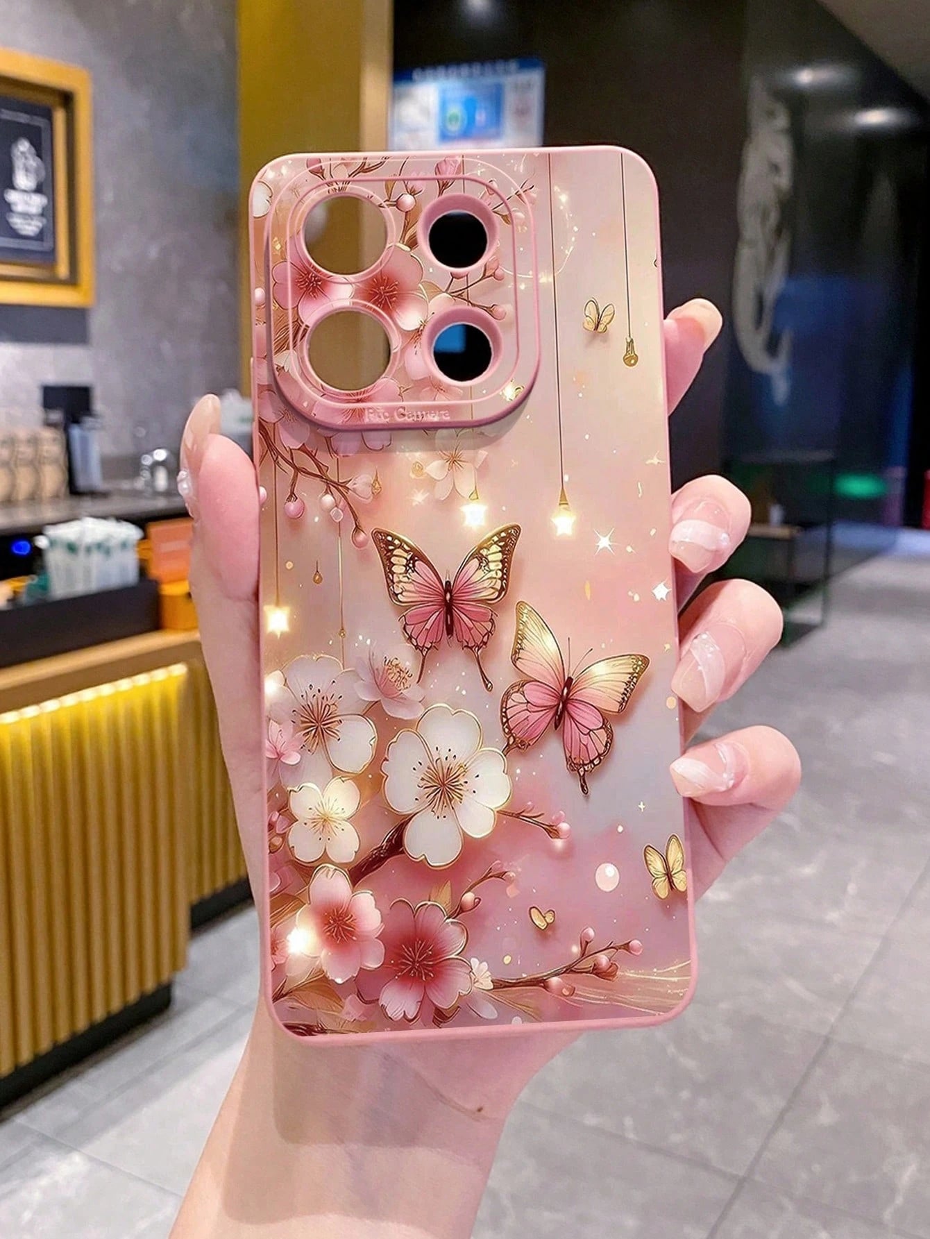 1pc Butterfly Floral Pattern Drop-Proof Phone Case Compatible With Apple,/Compatible With Galaxy, Compatible With Infinix, Compatible With Redmi, Compatible With OPPO, Compatible With VIVO, Compatibl