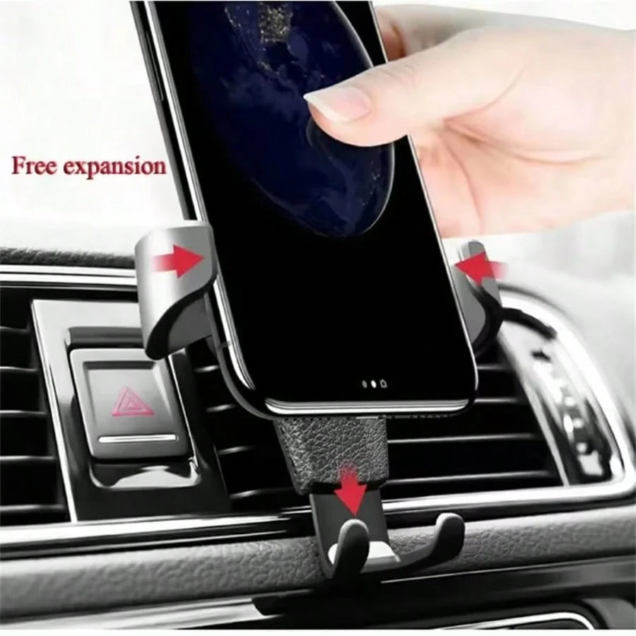 1Pc Car Air Outlet Car Holder Multifunctional Mobile Phone Navigation Holder Gravity Car Phone Holder Leather Pattern Holder Car Accessories