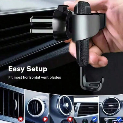 1Pc Car Air Outlet Car Holder Multifunctional Mobile Phone Navigation Holder Gravity Car Phone Holder Leather Pattern Holder Car Accessories