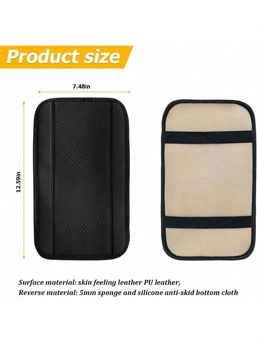 1pc Car Center Console Pad, PU Leather Center Console Mats, Universal Car Armrest Pad, Breathable Vehicle Armrest Box Pad, Soft Central Handrail Box Cover Pad, Car Interior Anti-Slip Armrest Cushion P