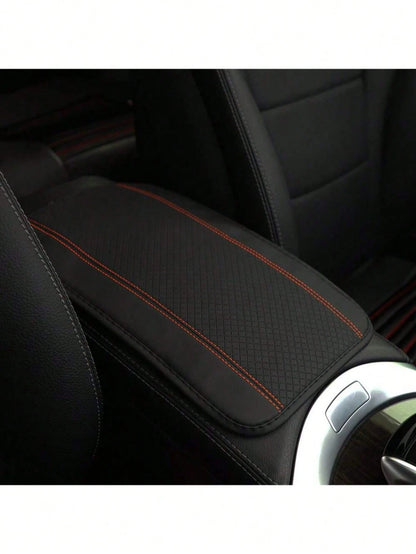 1pc Car Center Console Pad, PU Leather Center Console Mats, Universal Car Armrest Pad, Breathable Vehicle Armrest Box Pad, Soft Central Handrail Box Cover Pad, Car Interior Anti-Slip Armrest Cushion P