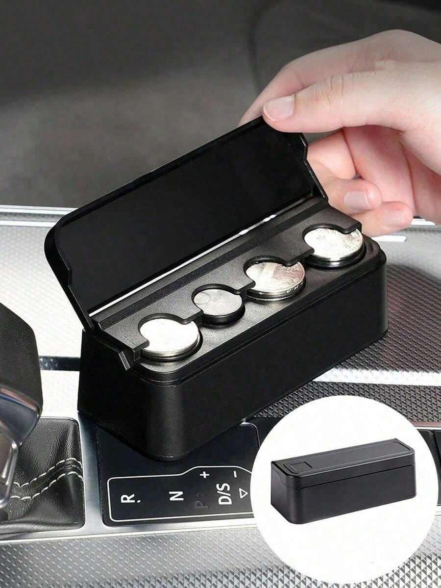 1pc Car Coin Storage Box, Car Coin Clip, Mixed Coin Bank, Multifunctional Adhesive Coin Holder For Car
