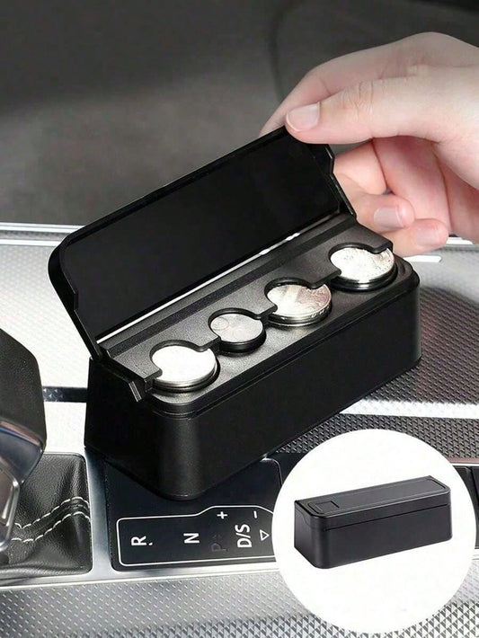 1pc Car Coin Storage Box, Car Coin Clip, Mixed Coin Bank, Multifunctional Adhesive Coin Holder For Car