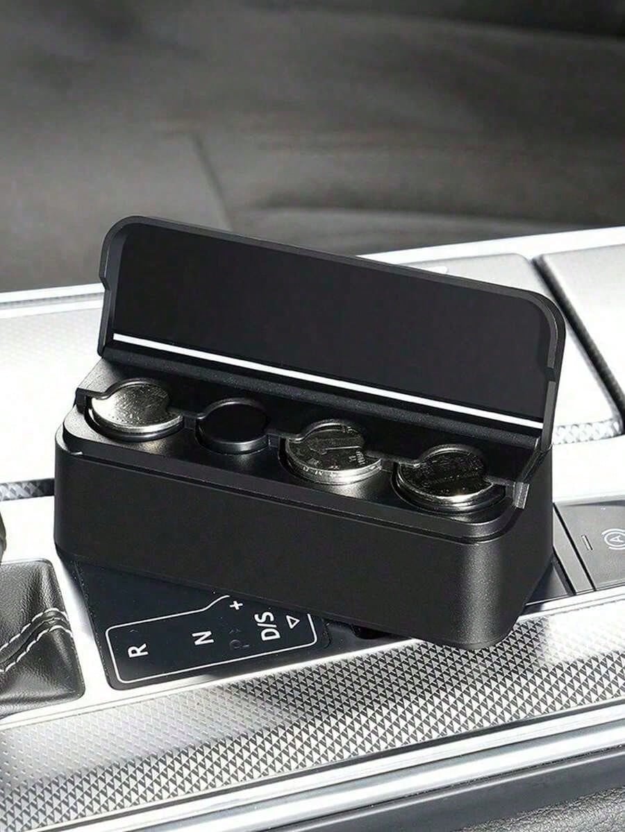 1pc Car Coin Storage Box, Car Coin Clip, Mixed Coin Bank, Multifunctional Adhesive Coin Holder For Car