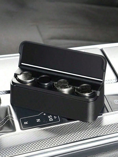 1pc Car Coin Storage Box, Car Coin Clip, Mixed Coin Bank, Multifunctional Adhesive Coin Holder For Car