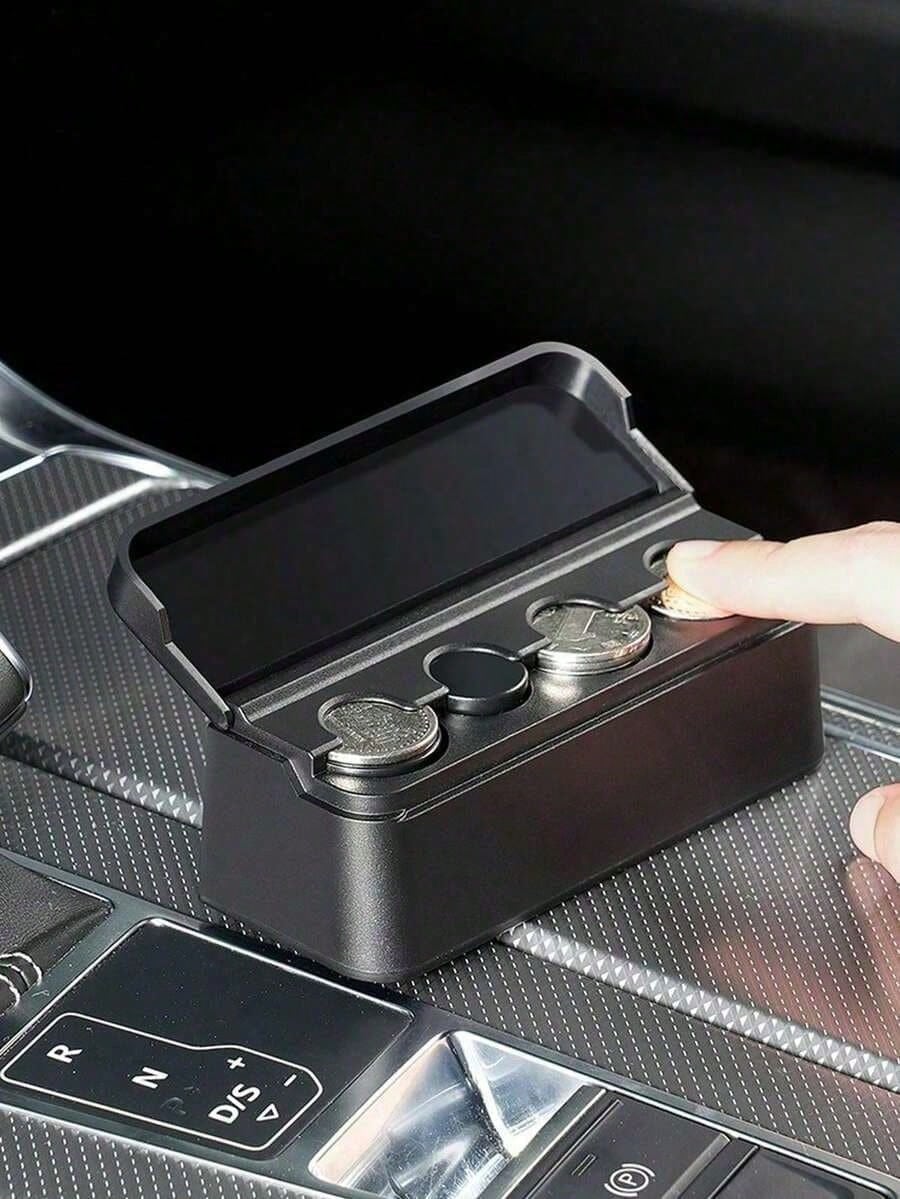1pc Car Coin Storage Box, Car Coin Clip, Mixed Coin Bank, Multifunctional Adhesive Coin Holder For Car