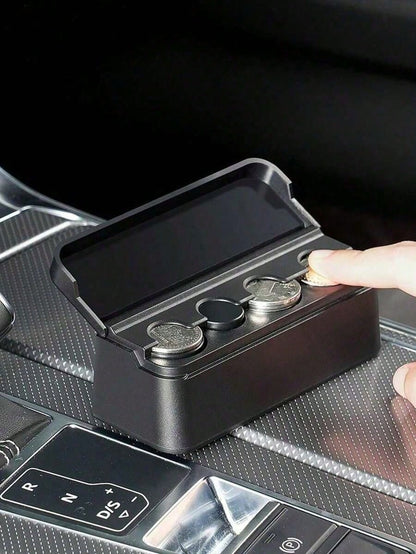 1pc Car Coin Storage Box, Car Coin Clip, Mixed Coin Bank, Multifunctional Adhesive Coin Holder For Car