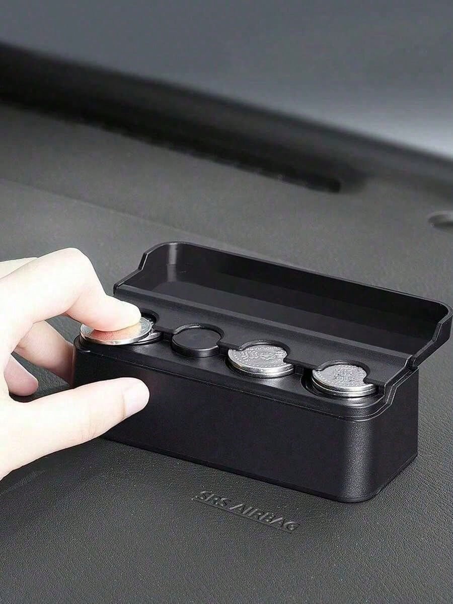 1pc Car Coin Storage Box, Car Coin Clip, Mixed Coin Bank, Multifunctional Adhesive Coin Holder For Car