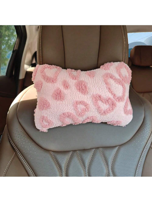 1pc Car Neck Pillow, Plush Particle Filled, Suitable For All Seasons, Women Car Interior Decor