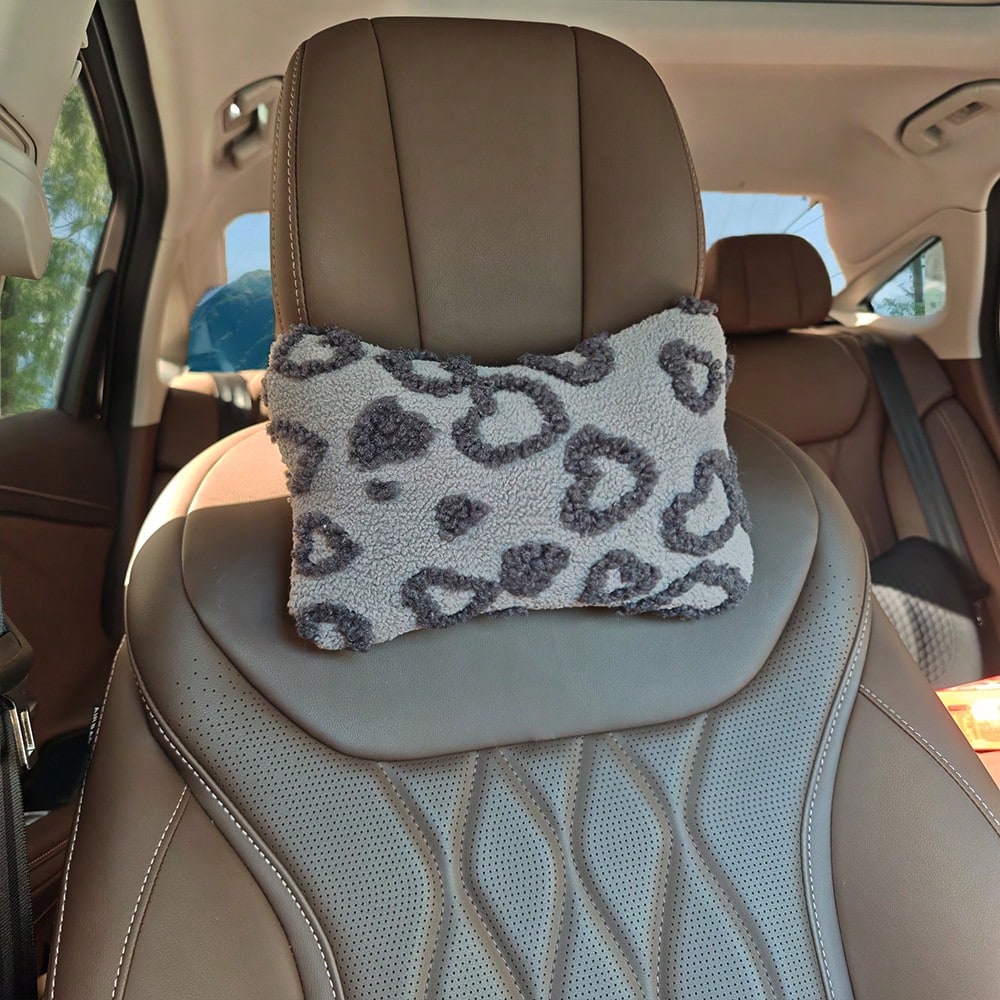 1pc Car Neck Pillow, Plush Particle Filled, Suitable For All Seasons, Women Car Interior Decor