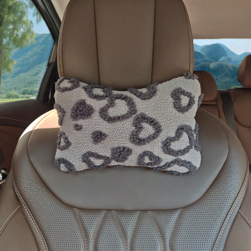 1pc Car Neck Pillow, Plush Particle Filled, Suitable For All Seasons, Women Car Interior Decor
