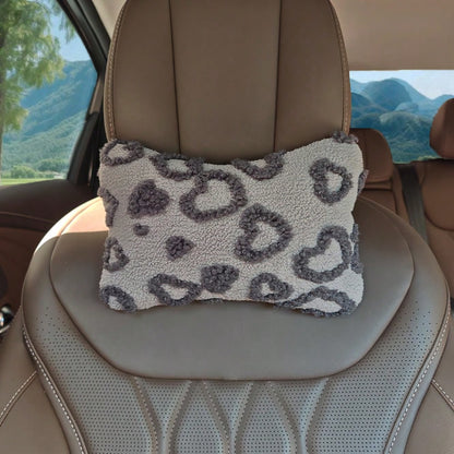 1pc Car Neck Pillow, Plush Particle Filled, Suitable For All Seasons, Women Car Interior Decor