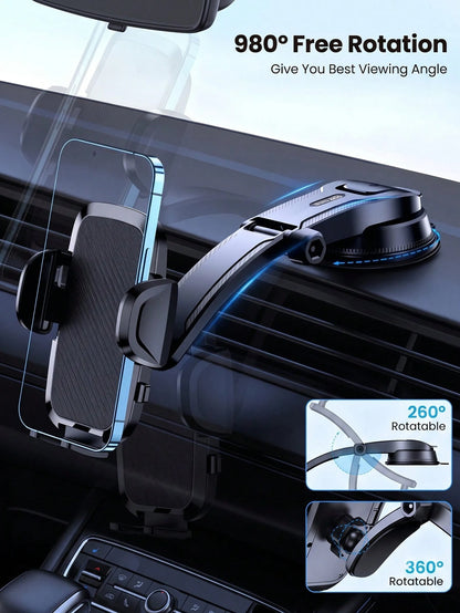 1pc Car Phone Holder Mount, Upgraded 360° Rotation Dashboard Stand, Strong Suction Handsfree Phone Mount, Universal Compatible For Car GPS Navigation