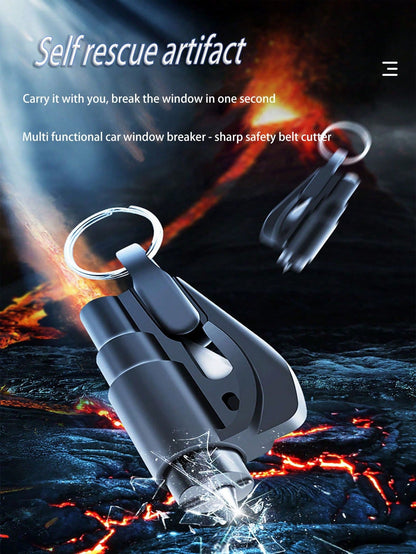 1pc Car Spring Window Breaker Multifunctional Mini Hammer Escape Keychain Portable Vehicle Emergency Glass Cutter Seat Belt Cutter