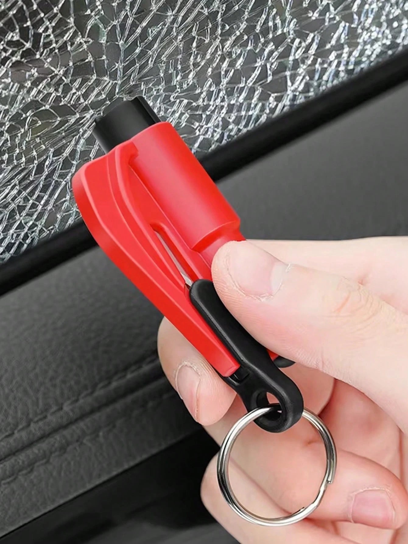 1pc Car Spring Window Breaker Multifunctional Mini Hammer Escape Keychain Portable Vehicle Emergency Glass Cutter Seat Belt Cutter