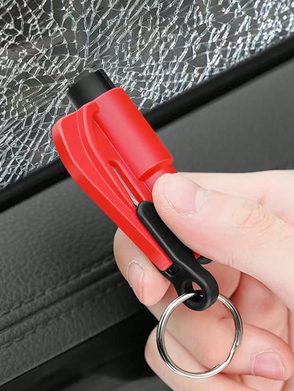 1pc Car Spring Window Breaker Multifunctional Mini Hammer Escape Keychain Portable Vehicle Emergency Glass Cutter Seat Belt Cutter