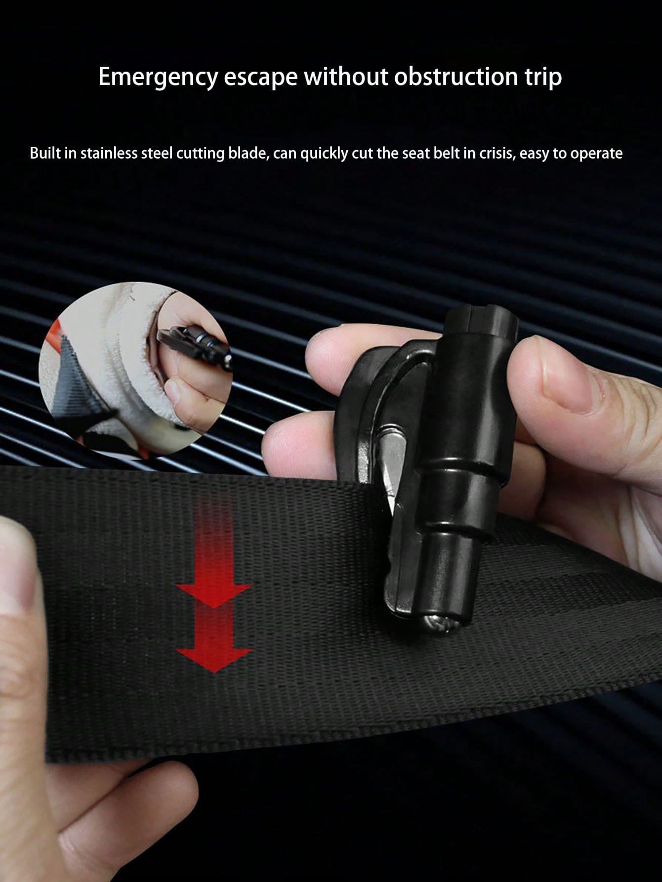 1pc Car Spring Window Breaker Multifunctional Mini Hammer Escape Keychain Portable Vehicle Emergency Glass Cutter Seat Belt Cutter