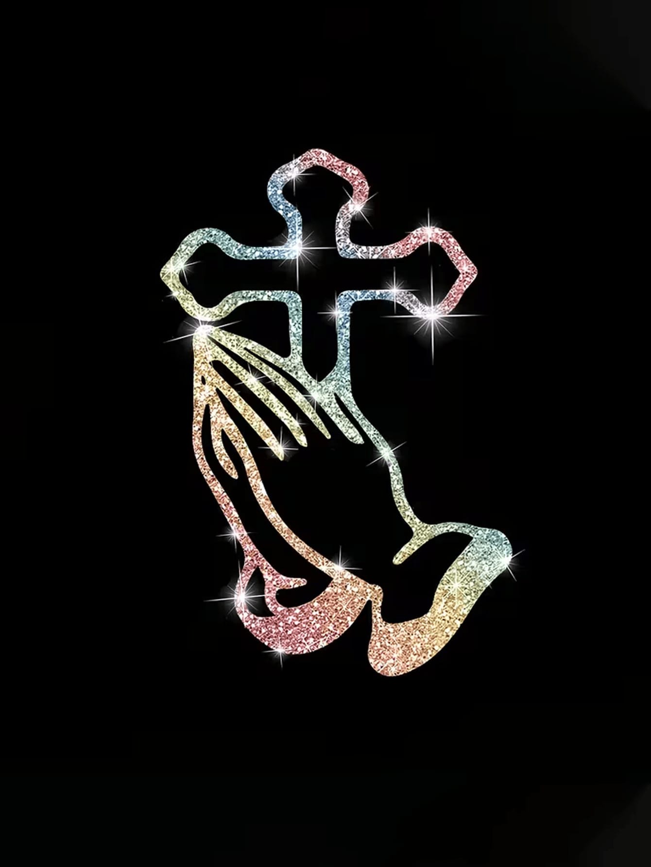 1pc Car Sticker With Hands Clasped In Prayer, Sparkly Sticker, Reflective Car Decal For Car Windows And Doors, Motorcycle Sticker, Laptop Sticker.
