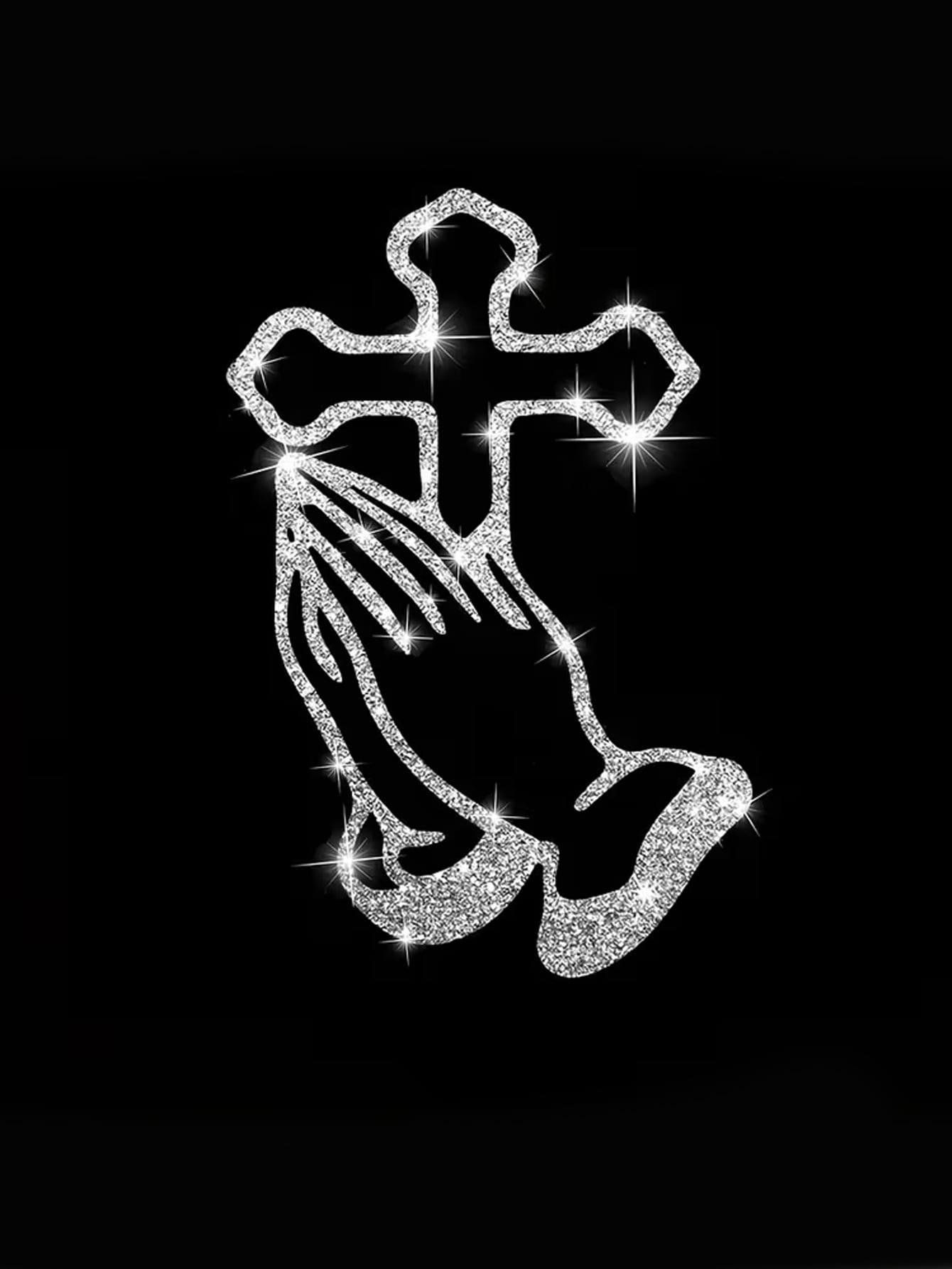 1pc Car Sticker With Hands Clasped In Prayer, Sparkly Sticker, Reflective Car Decal For Car Windows And Doors, Motorcycle Sticker, Laptop Sticker.