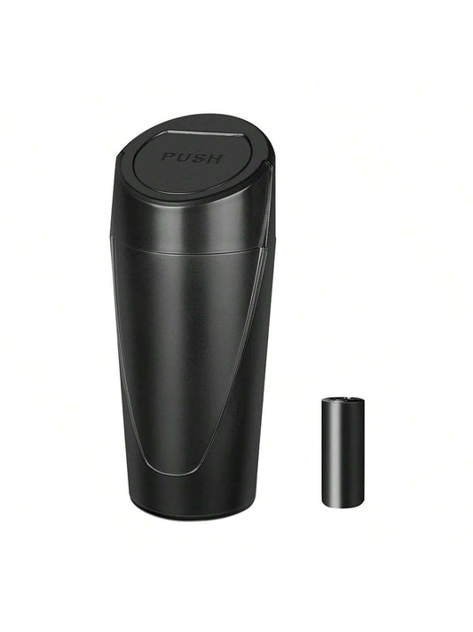 1pc Car Trash Can With Lid- Car Trash Can Cup Holder- Black Mini Leak-Proof Vehicle Trash Can With 15 Trash Bags- Car Front And Rear Seat Accessories Storage And Organization