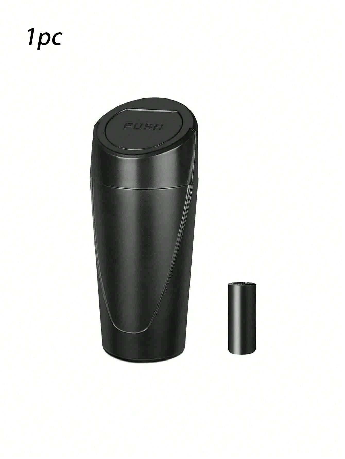 1pc Car Trash Can With Lid- Car Trash Can Cup Holder- Black Mini Leak-Proof Vehicle Trash Can With 15 Trash Bags- Car Front And Rear Seat Accessories Storage And Organization