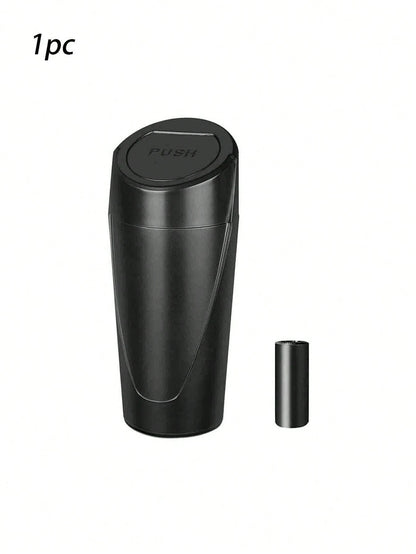 1pc Car Trash Can With Lid- Car Trash Can Cup Holder- Black Mini Leak-Proof Vehicle Trash Can With 15 Trash Bags- Car Front And Rear Seat Accessories Storage And Organization