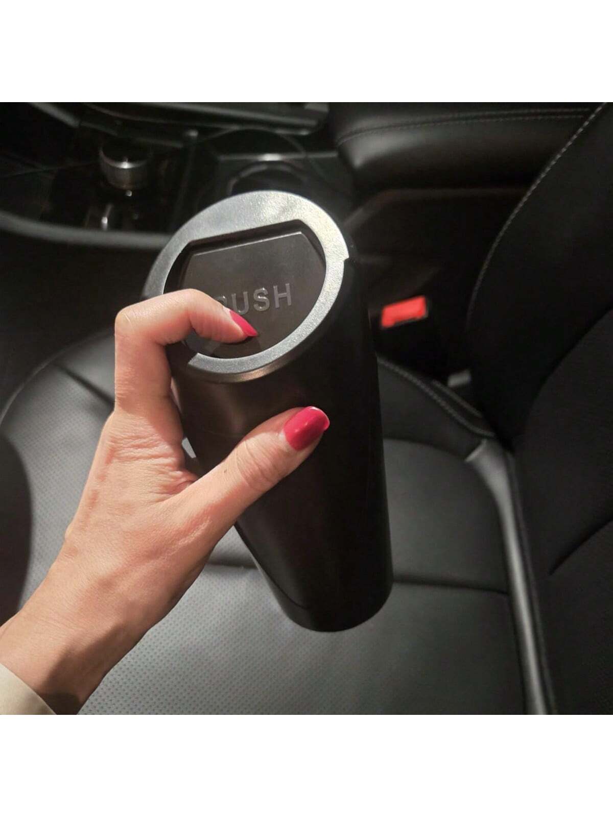 1pc Car Trash Can With Lid- Car Trash Can Cup Holder- Black Mini Leak-Proof Vehicle Trash Can With 15 Trash Bags- Car Front And Rear Seat Accessories Storage And Organization