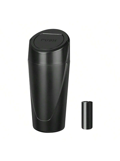 1pc Car Trash Can With Lid- Car Trash Can Cup Holder- Black Mini Leak-Proof Vehicle Trash Can With 15 Trash Bags- Car Front And Rear Seat Accessories Storage And Organization