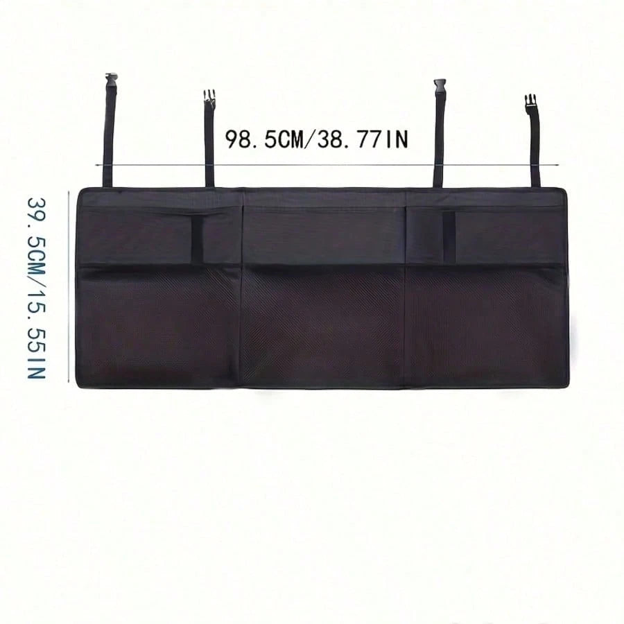 1pc Car Trunk Organizer Storage Bag Mesh Bag Organizer Bag SUV MPV Trunk Rear Seat Storage Bag Umbrella Holder Racket Holder