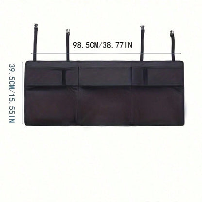 1pc Car Trunk Organizer Storage Bag Mesh Bag Organizer Bag SUV MPV Trunk Rear Seat Storage Bag Umbrella Holder Racket Holder
